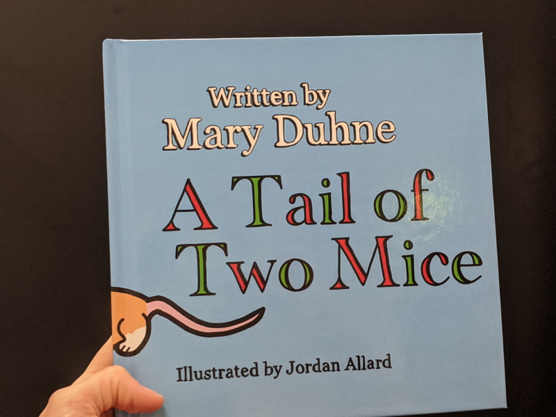 A photo of the cover of a hardback book called A Tail of Two Mice