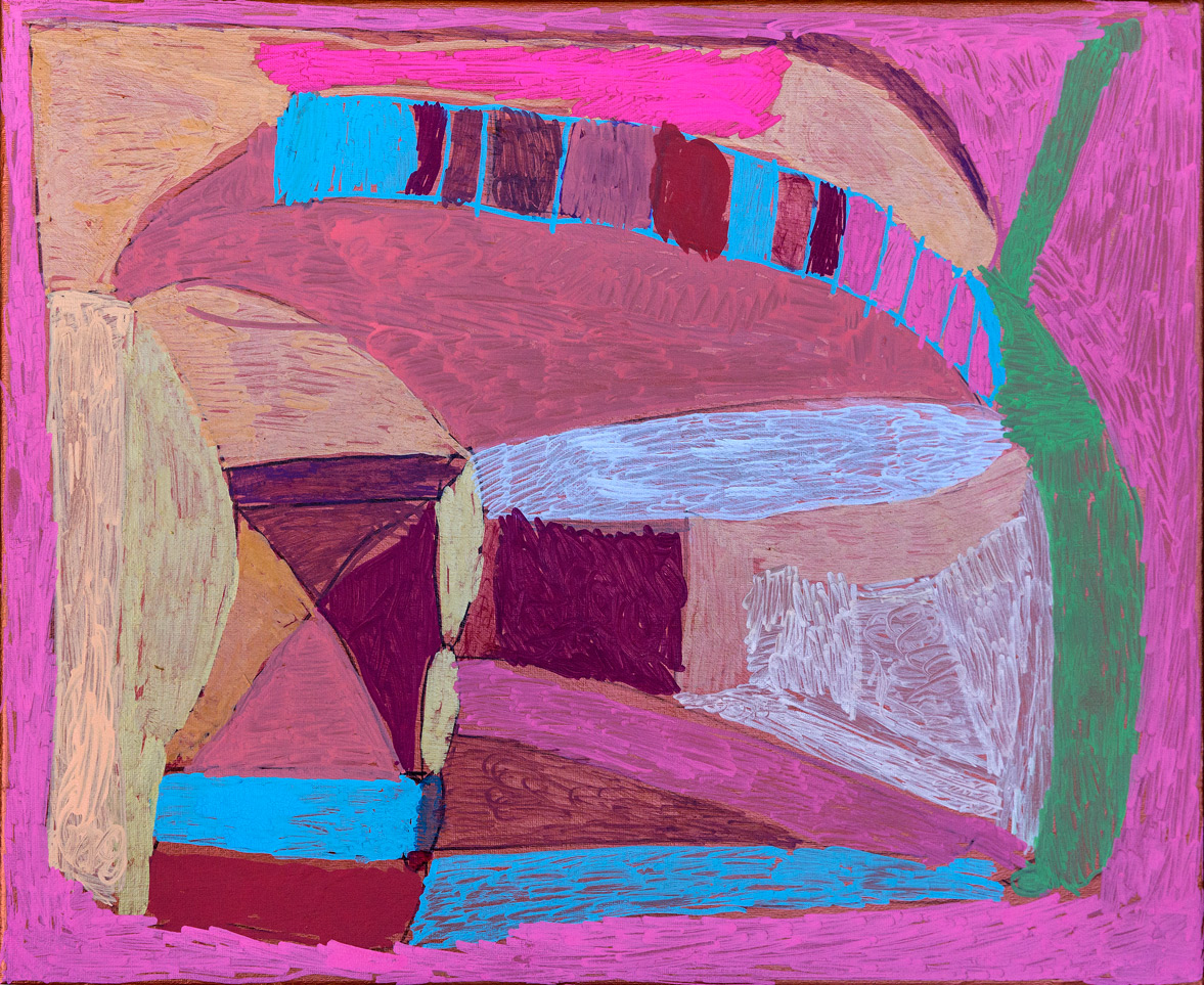 Landscape of abstract with pinks and blue